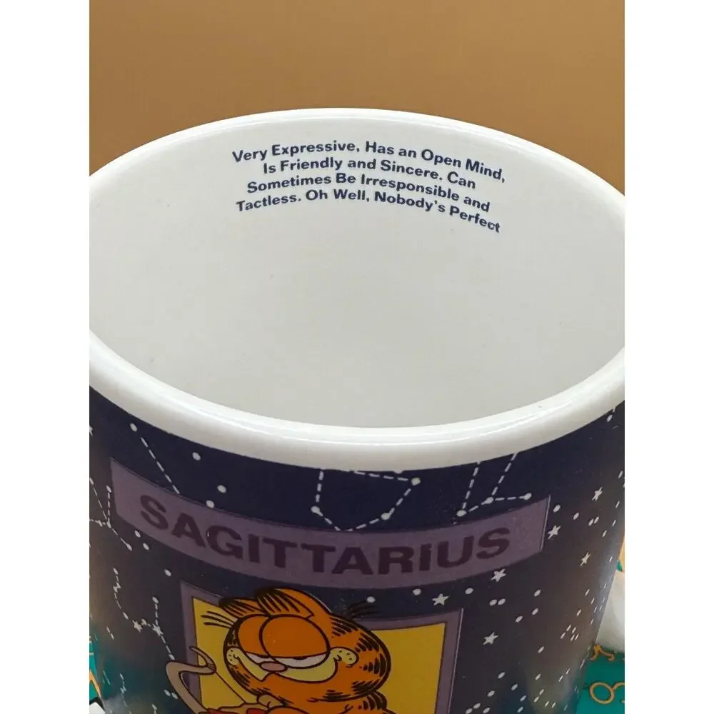 🐱 Vintage Garfield Sagittarius Zodiac Mug Enesco 1978 Korea w/ Box New